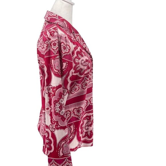 Cupcakes and Cashmere Blouse Gorgeous Pink Paisley Sz XS EUC preppy chic top - Picture 2 of 10